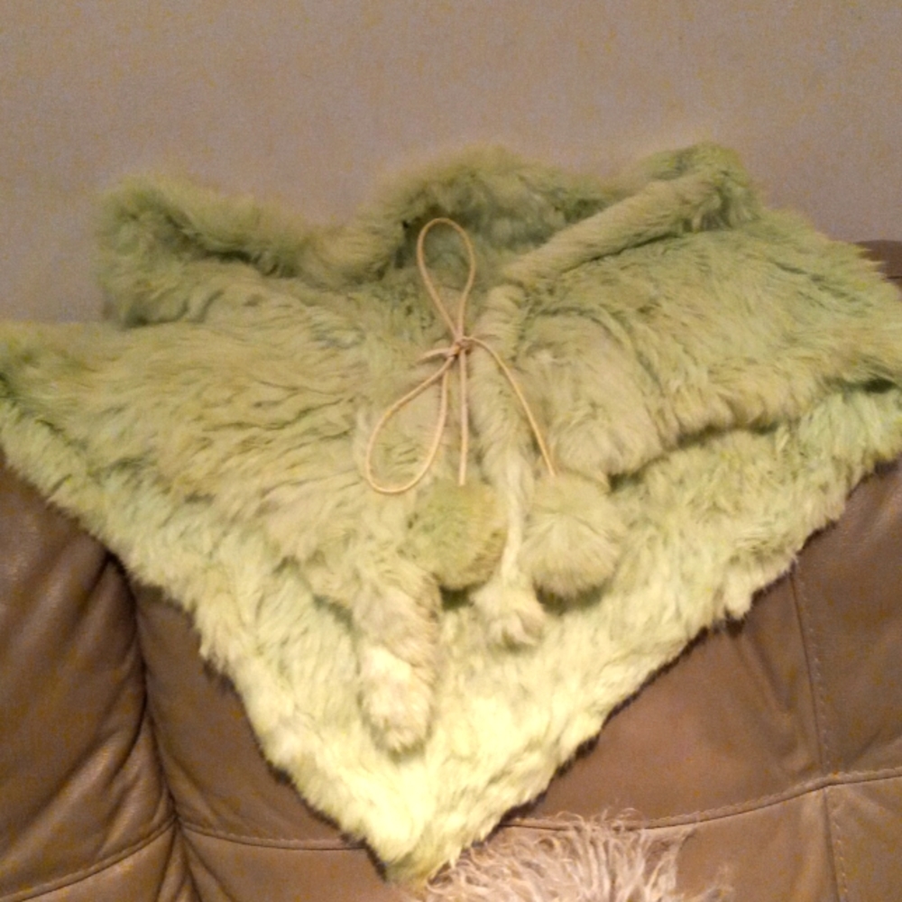 Genuine fur poncho